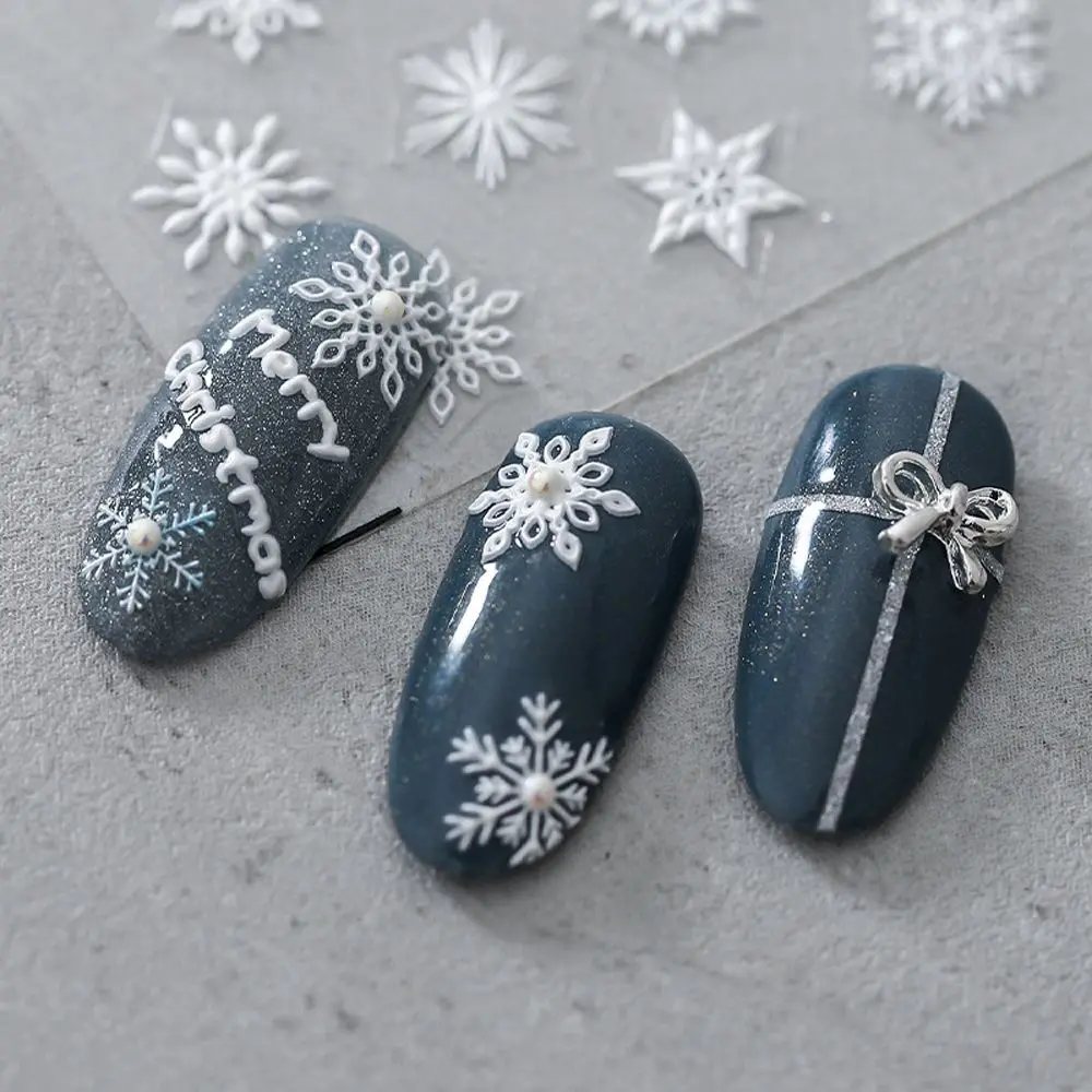 

5D Snowflakes Nail Stickers DIY Manicure Accessories Christmas New Year Nail Art Decoration Snow Decals