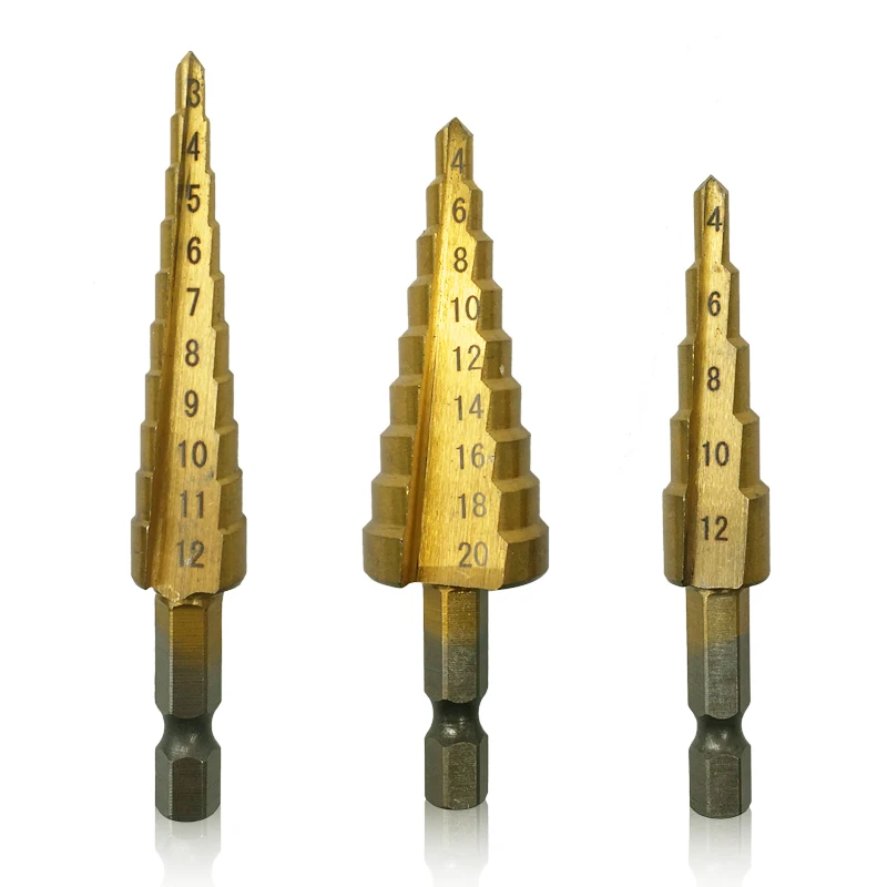 Титановое ступенчатое сверло из быстрорежущей стали 3 12 мм 4 20 ступенчатые