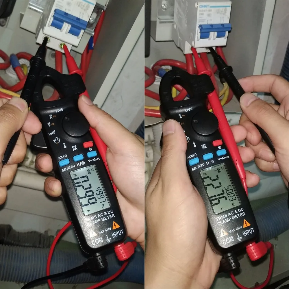 

ACM91 Digital AC/DC Current Clamp Meter Auto-Range Car Repair TRMS Multimeter Live Check NCV Frequency Capacitor Tester