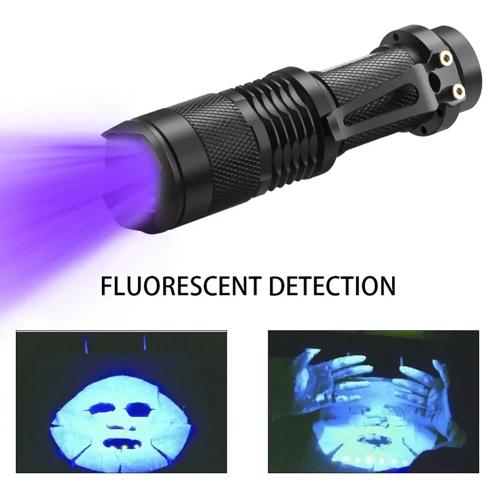 Светодиодный УФ фонарик 2 в 1 тактический фонарь с детектором 395 нм для ковровых