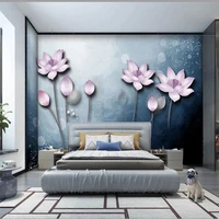 custom wallpaper 3d new chinese style high definition hand painted meticulous lotus background wall self adhesive papel de pare