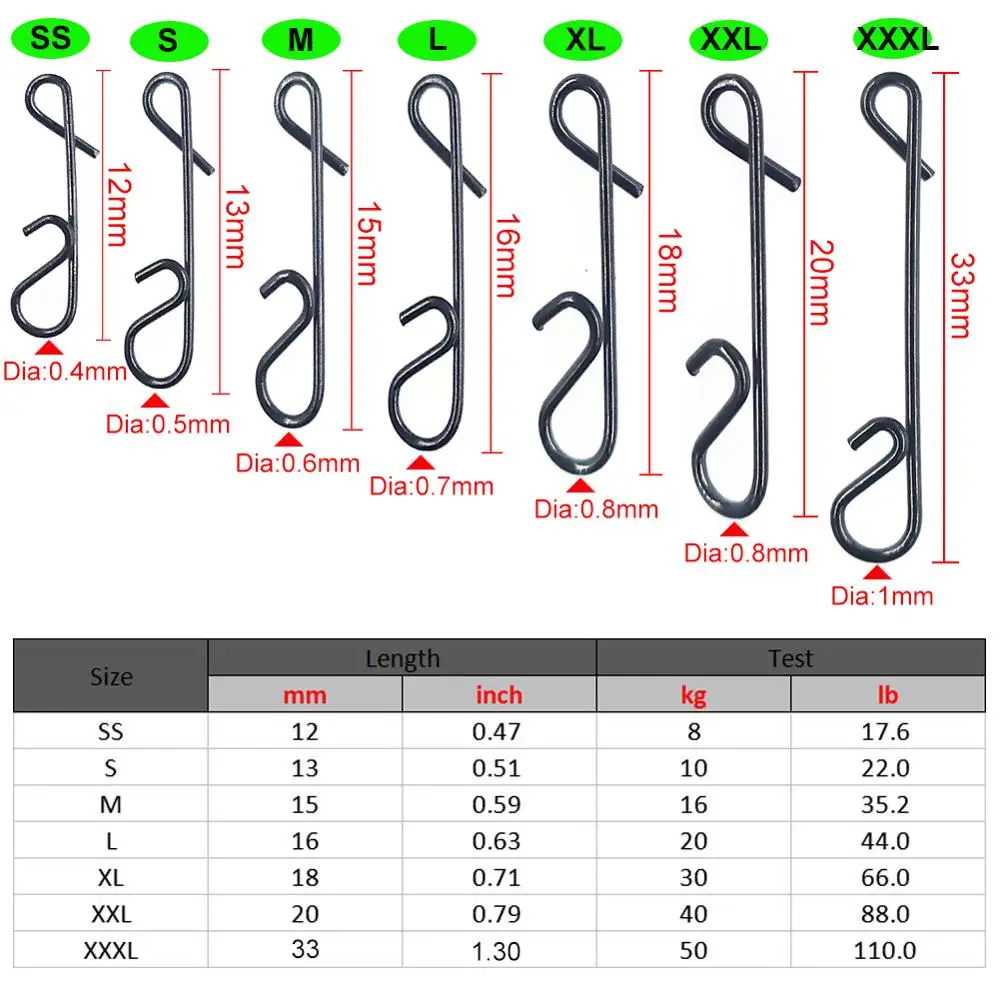 200pcs/lot Stainless Fishing Line Wire Connector Barrel Swivel Accessories Snap Pin Without Knot Tackle Tool Lure Kit | Спорт и