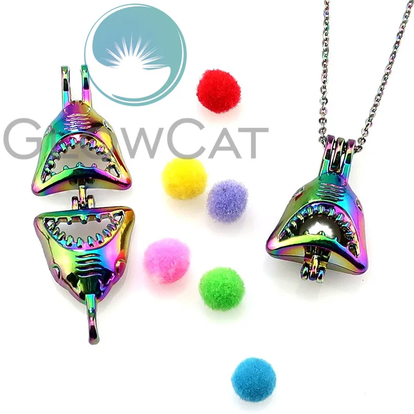 Радуга Акула бусины клетка Духи диффузор для эфирных масел драгоценный камень и