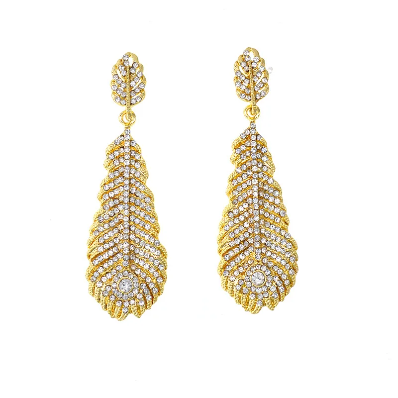 

Женские серьги в стиле барокко, длинные серьги с перьями и кристаллами, 2020