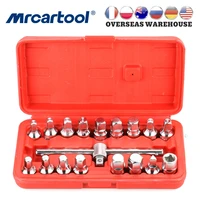 mr cartool 18 pcs oil drain pipe plug socket set screws removal tool triangle square hexagon t bar remover sleeve special tools
