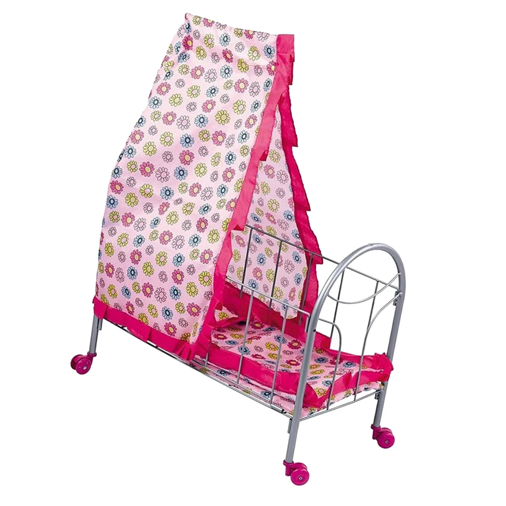 

Prettyia Pink Nursery Furniture Toy ABS Baby Crib Bed Stroller