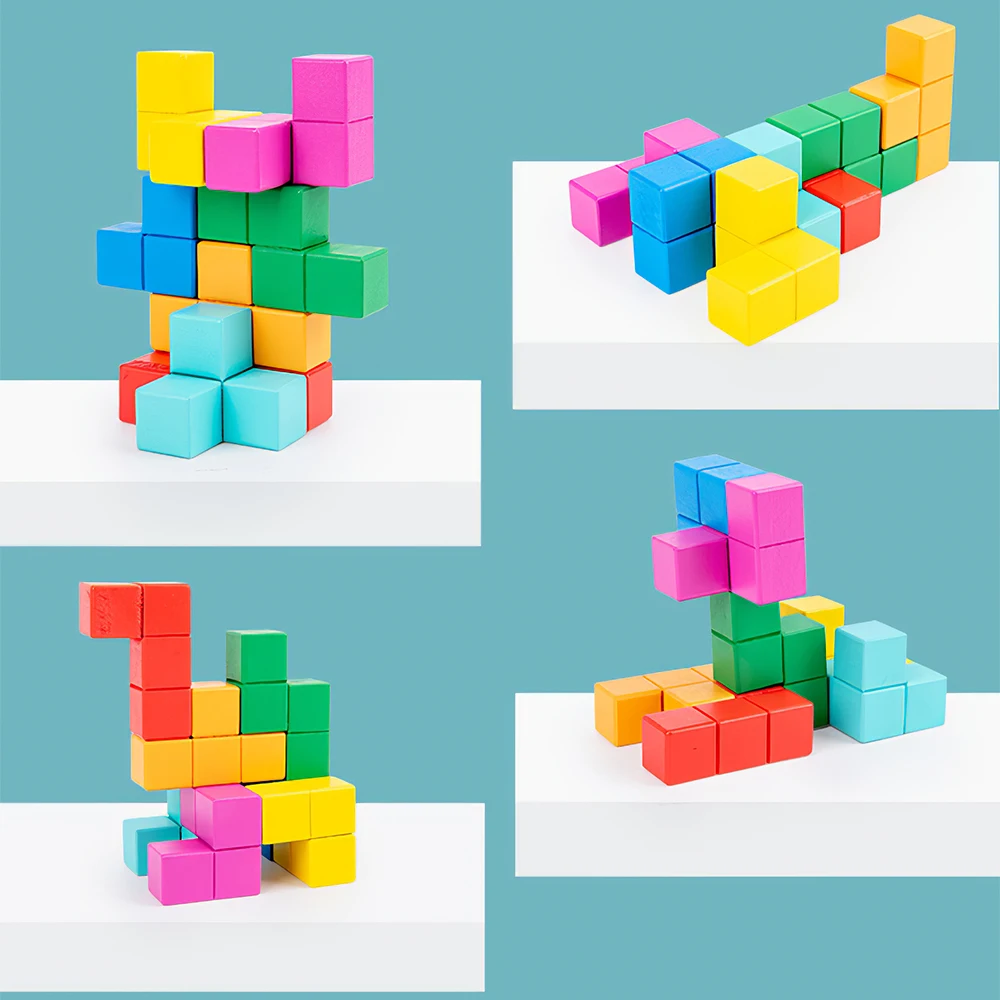 Деревянный кубик-пазл космическое логическое мышление Обучающие строительные