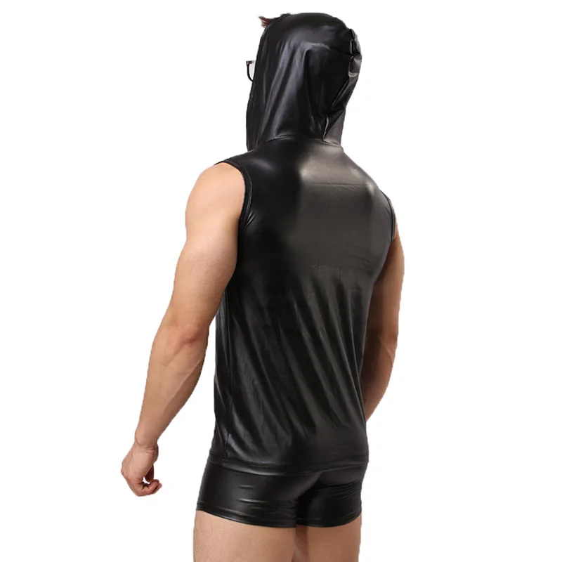 Мужской комплект из жилета с капюшоном и шорт боксеры|Нательные рубашки| |