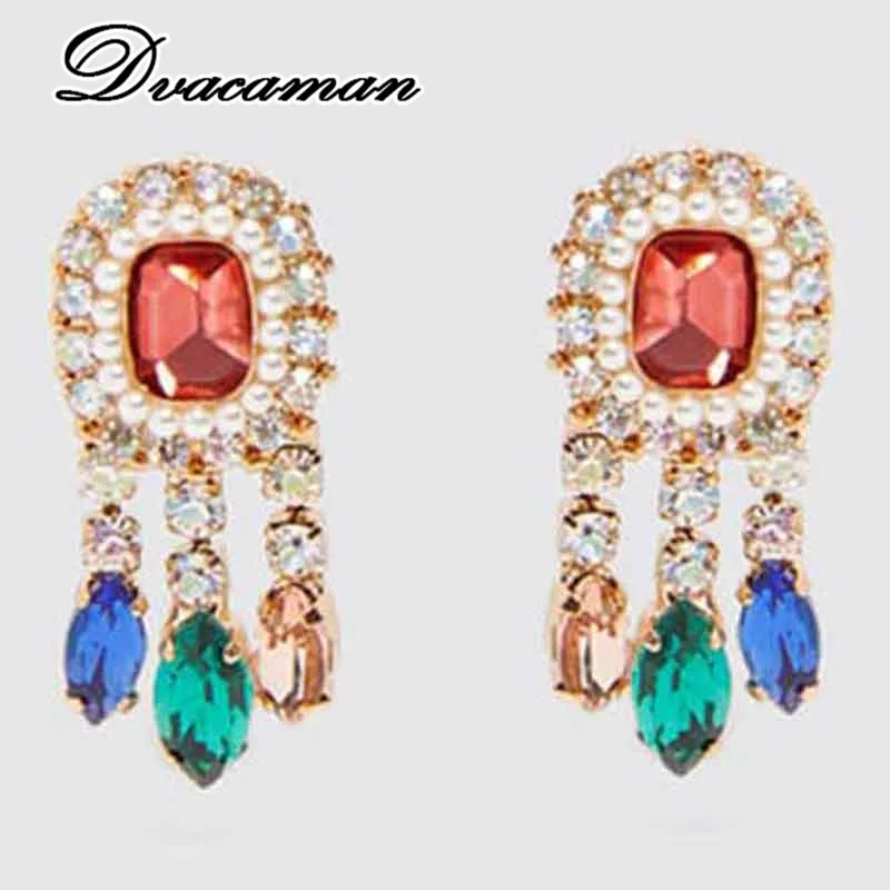 Dvacaman ZA Gold Oorbellen Crystal Pendientes блестящие эффектные Висячие серьги для женщин Свадебные подарки ювелирные изделия