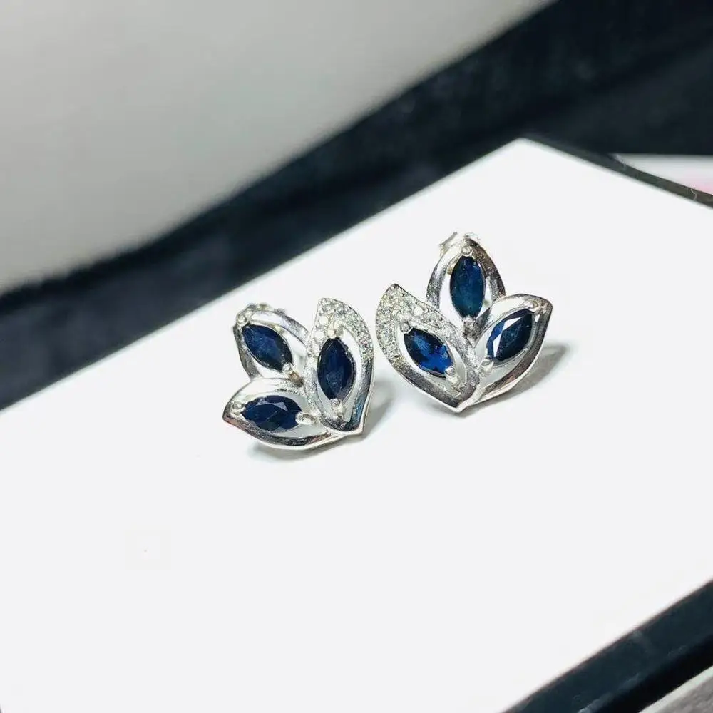 

Sapphire Earrings For Women 925 Sterling Silver Natural Sapphire Gemstone Temperament Simplicity Fine Jewelry Earrings