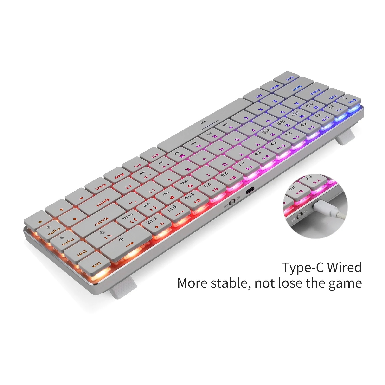 huo ji cq009 69 key mechanical keyboard bluetooth 5 0 usb wired dual modes low profile rgb backlight for pc laptop cell phone free global shipping
