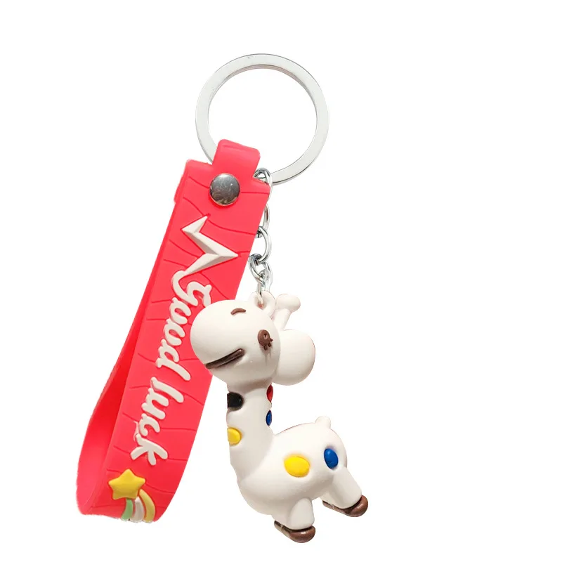 

Cartoon Kawaii Giraffe Girl Key Chain Cute Net Leather Rope Giraffe Schoolbag Pendant Doll Bag Pendant Couple Gift