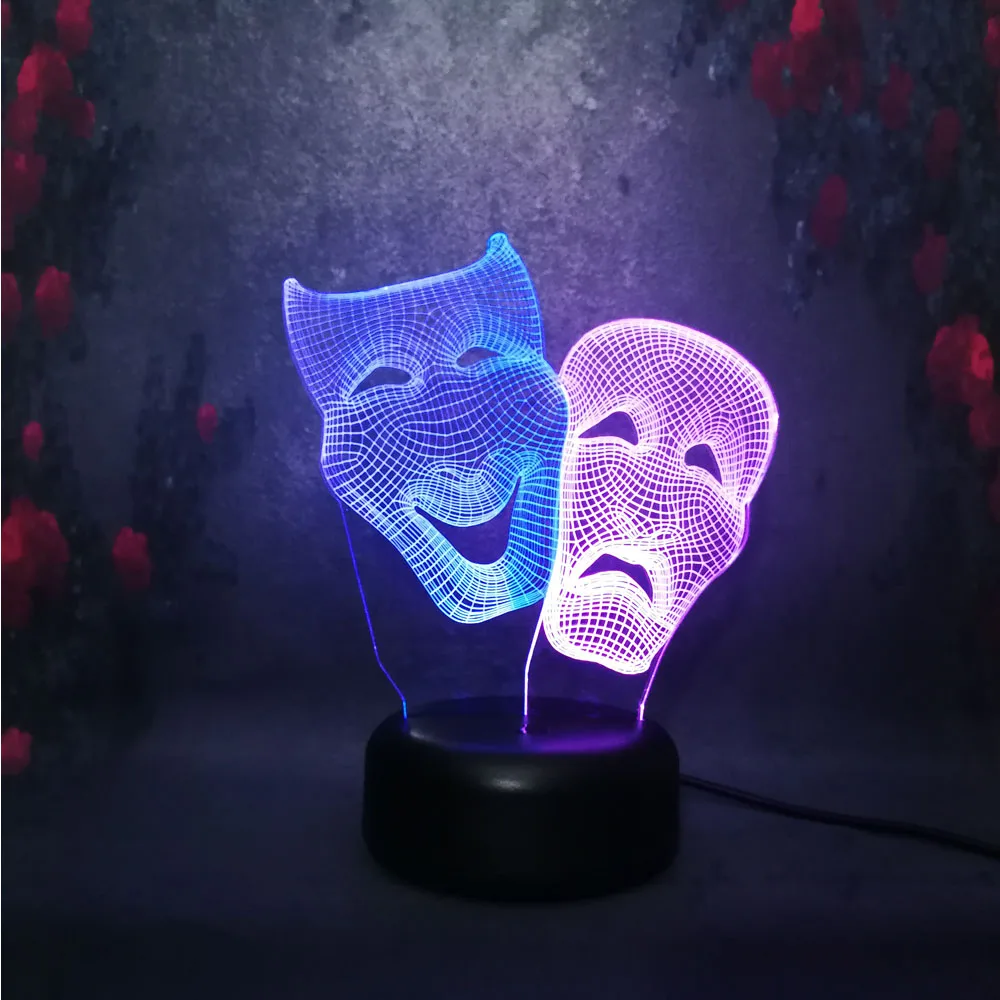 Lampara de Lava смешанный двухцветный USB ночник 3D светодиодный с двойным лицом Череп
