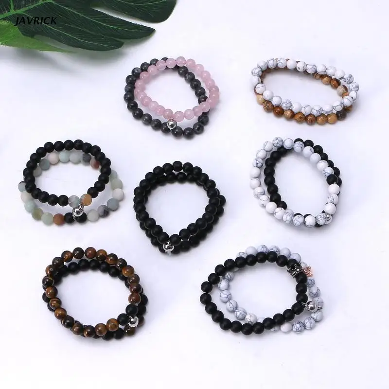 

2Pcs Magnetic Couples Bracelet for Women Men Mutual Attraction Volcanic Stone Bracelets Gifts for Lover and Best Friends