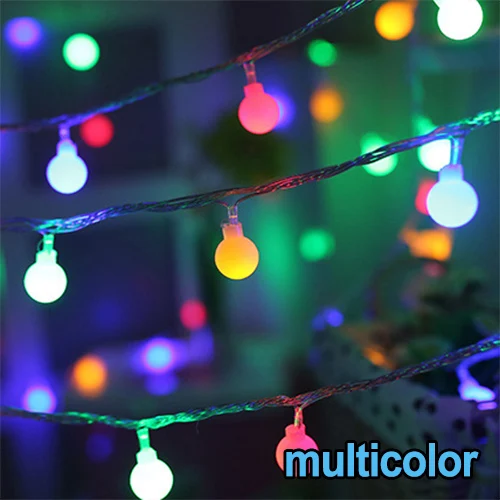 Multicolor Гирлянда, светодиодный, гирлянда, рождественские, комнатные, сказочные огни, гирлянда на батарейках, шар, занавеска, украшение, дерево, праздничные огни, для улицы - Испускаемый цвет: Multicolor