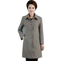 2020 european fashion for women large size coat autumn windbreaker new high quality lattice coats middle age women clothes 01
