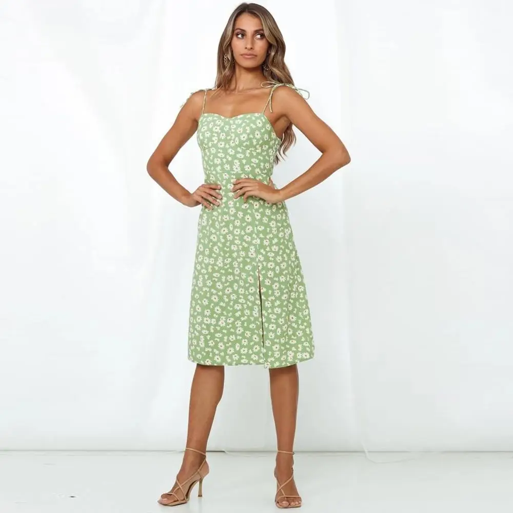 

Soolasea Women's Summer Flowers Print Short Dress Vintage Boho Bohemian Dresses Beach Strap Dress Ladies Summer Casual Sundress