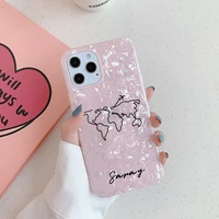 customization name travel plane phone case for iphone 12 11 pro max mini 7 8 plus x xs xr personalised soft marble texture cover