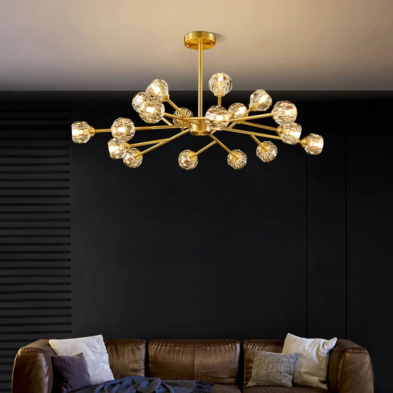 Хрустальная люстра в стиле пост-модерн роскошный простой медный светильник для