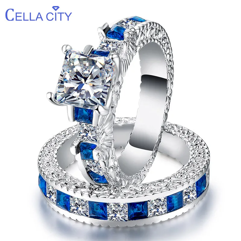 Женское кольцо из серебра 925 пробы с сапфиром и изумрудом|Кольца| |