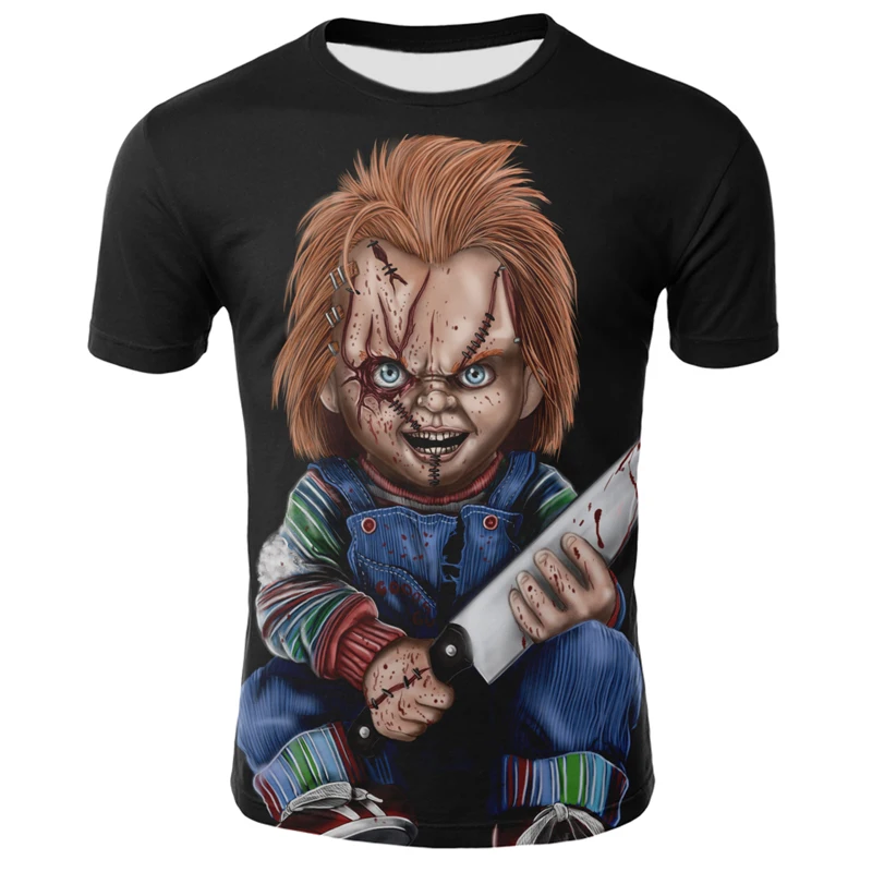 

2020 new horror movie Chucky T-shirt 3D printing T-shirt Cool men and women all-match T-shirt casual streetwear clown T-shirt