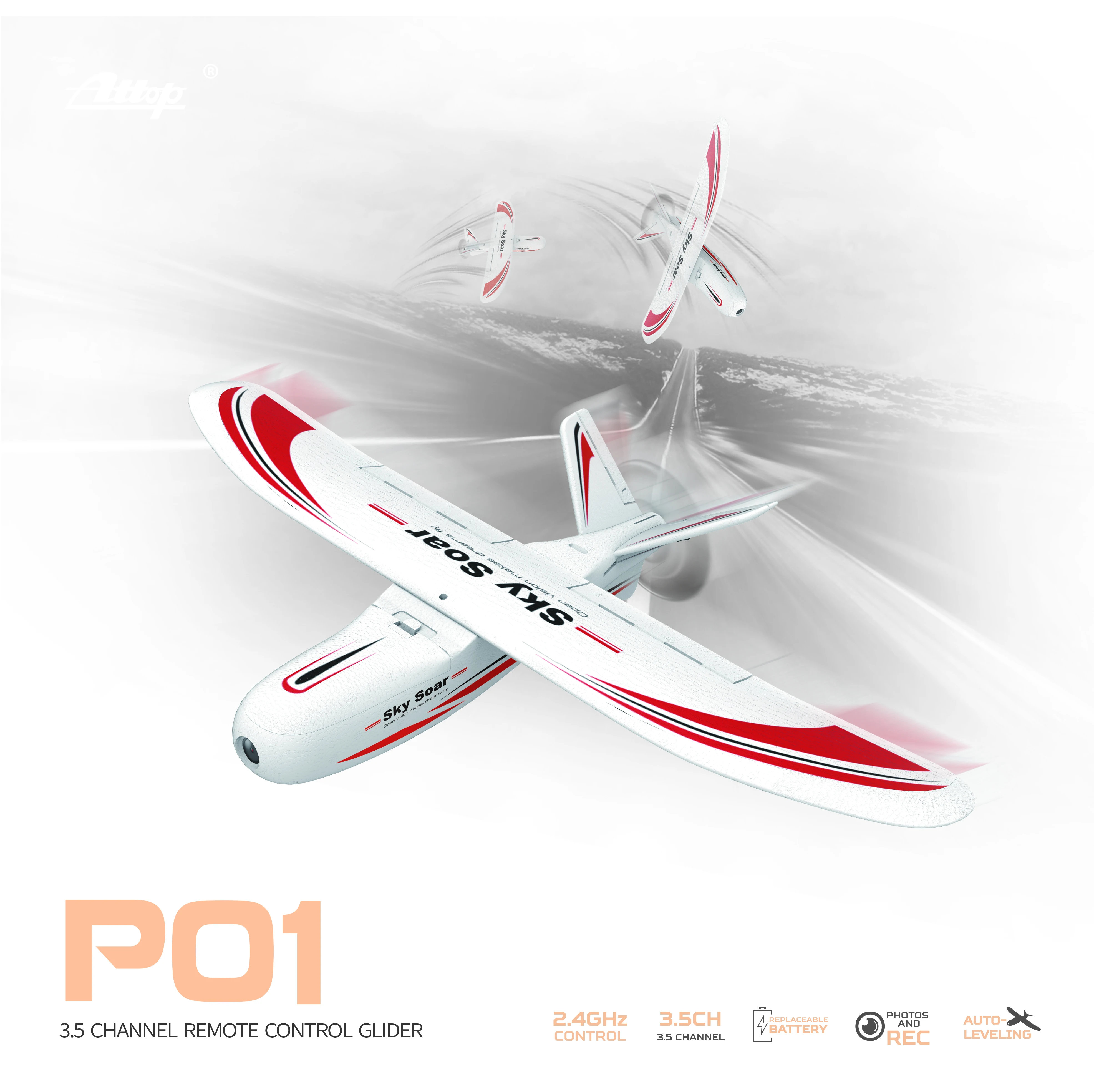 New P01 RC Airplane 2.4GHz 3CH Fixed Wing Plane Aircraft Outdoor Foam RC Plane Toy for Kids Anti-hit head Auto Leveling Glider enlarge