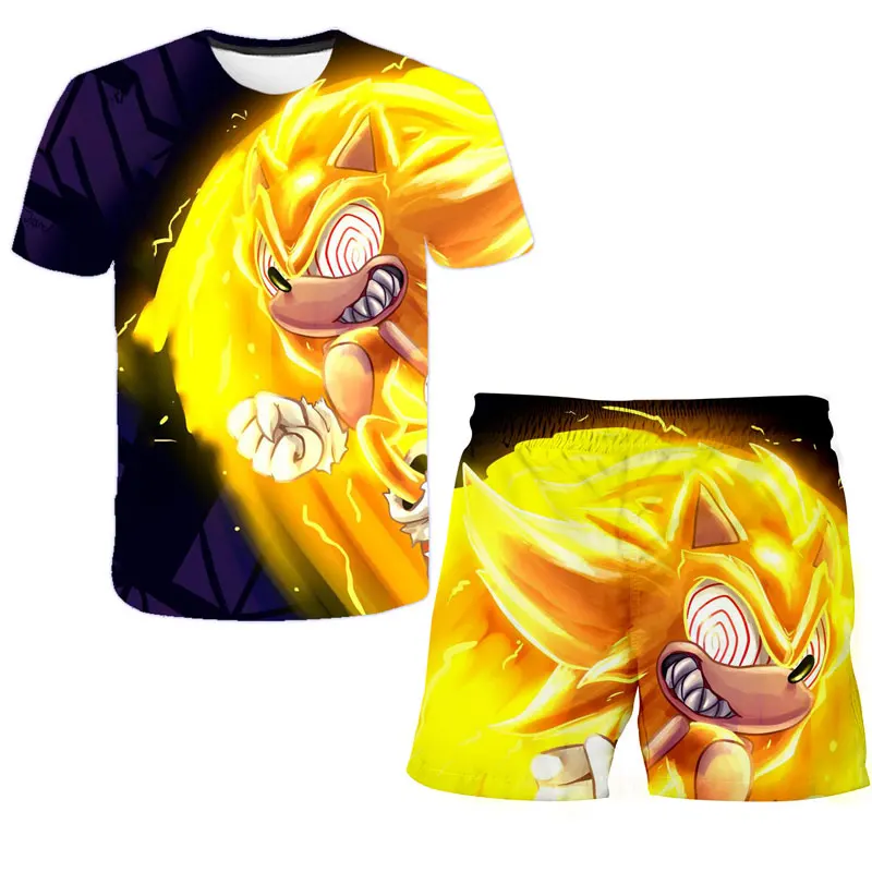 

Summer T-Shirts Shorts Kids Clothes Sonic 3d Print Suits Toddler Girls Sets Top+shorts 2pcs Sets Sports Suit Casual Baby men Set