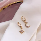 Новое поступление модные классические геометрические Женские Висячие серьги асимметричные серьги звезды и Луны женские корейские ювелирные изделия