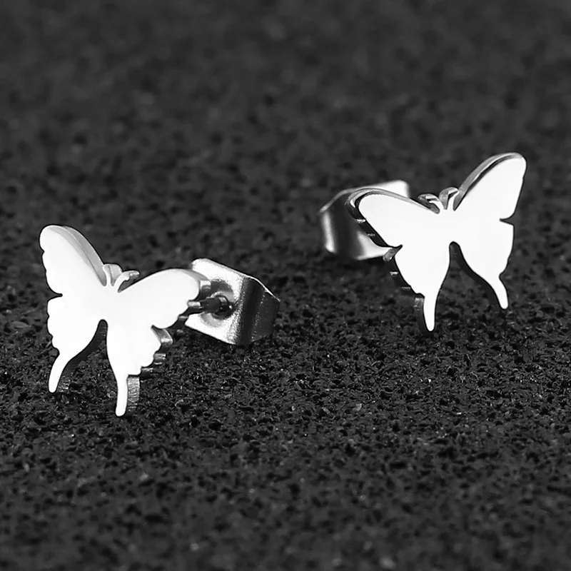 Корейские золотые серьги гвоздики в стиле панк 2020 бабочки корейские маленькие из