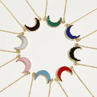 dainty fashion moon crescent pendant necklace for women colorful resin clavicle chain sweet dainty girl party jewelry gifts
