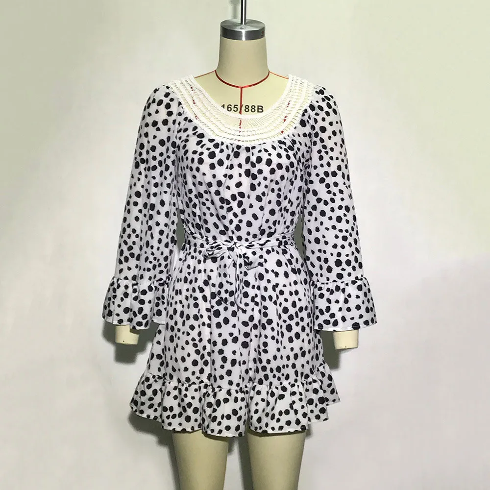 

Western Style Temperament Fashion 2021 Women's Dress Summer Loose Casual Hollow Out Floral Flared Sleeves Round Neck