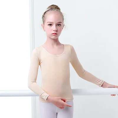 Обнаженное-балетное-белье-Детская-Одежда-для-танцев-гимнастики-топ-с-длинными-рукавами-рубашки-мягкое-микрофибра-для-формирования-тела