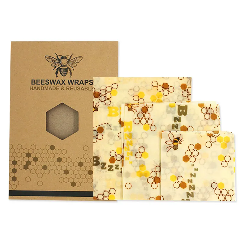 bee Новинка, 3 шт./набор, Экологически чистая пищевая упаковка, пчелиный воск, пленка, многоразовые пакеты для хранения свежести, растягивающаяся упаковка - Цвет: bee