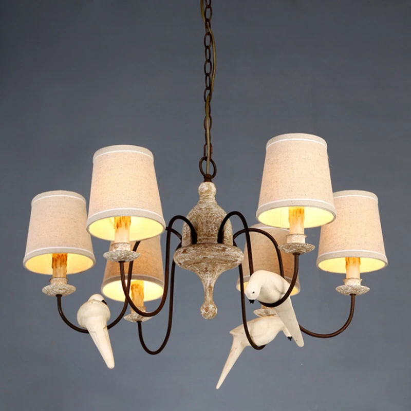 Деревянная люстра в виде птицы деревенский светильник европейский домашний