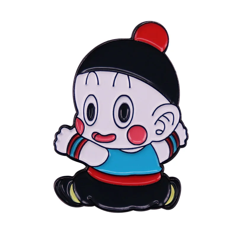 Cute Chiaotzu Badge with Plain White Skin and Red Cheeks, Tien Crane Hermit Apprentice Pin