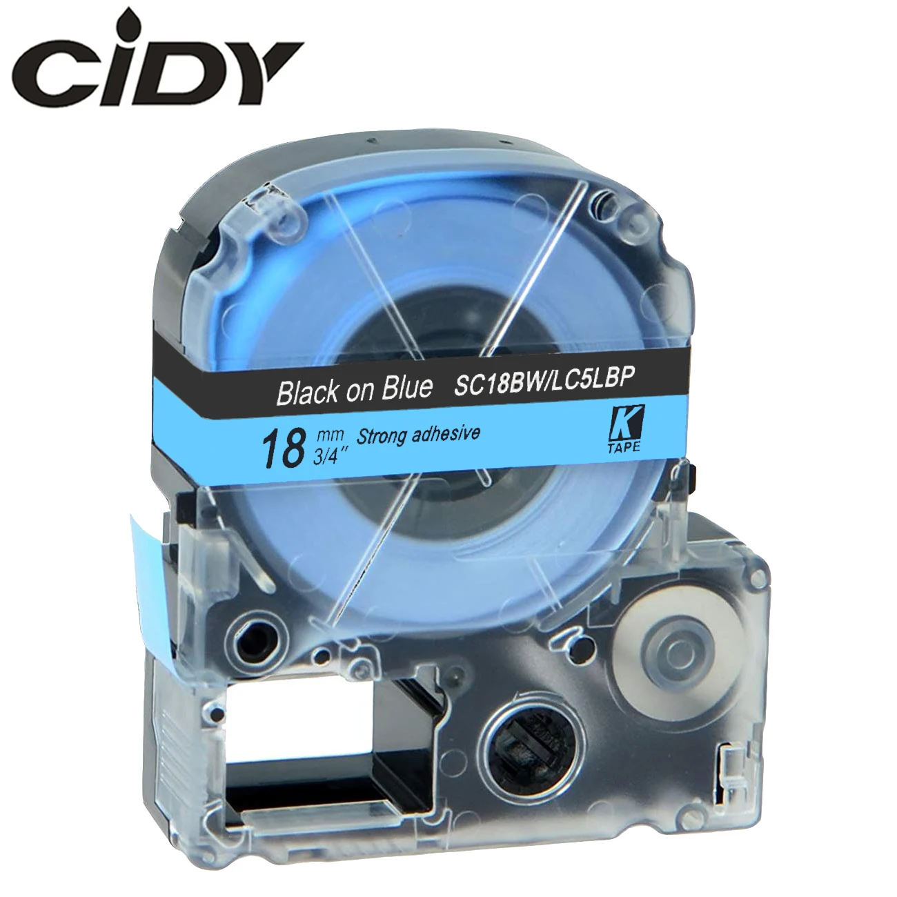 Лента для этикеток CIDY 18 мм черный на голубом SC18BW/LC-5LBP LC-5LBP9 лента kingjim/epson LW300 LW400 LW-700P