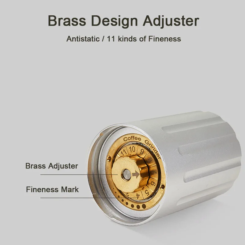 Ручная кофемолка с 11 регулируемыми настройками портативная из нержавеющей стали для дома офиса