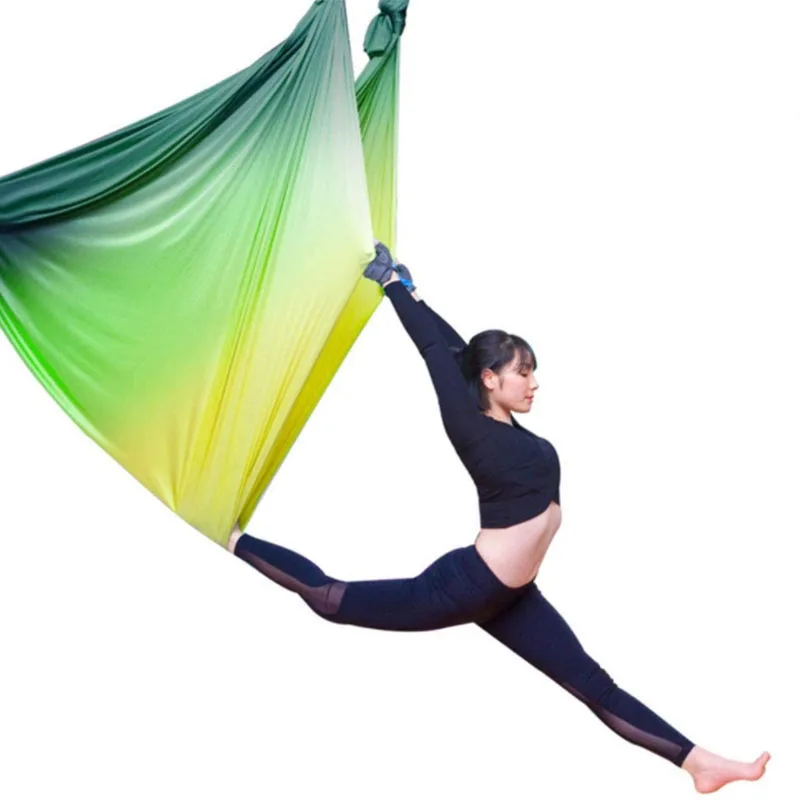 

New-Green and Yellow 5M Gradient Anti-Gravity Aerial Yoga Hammock Set