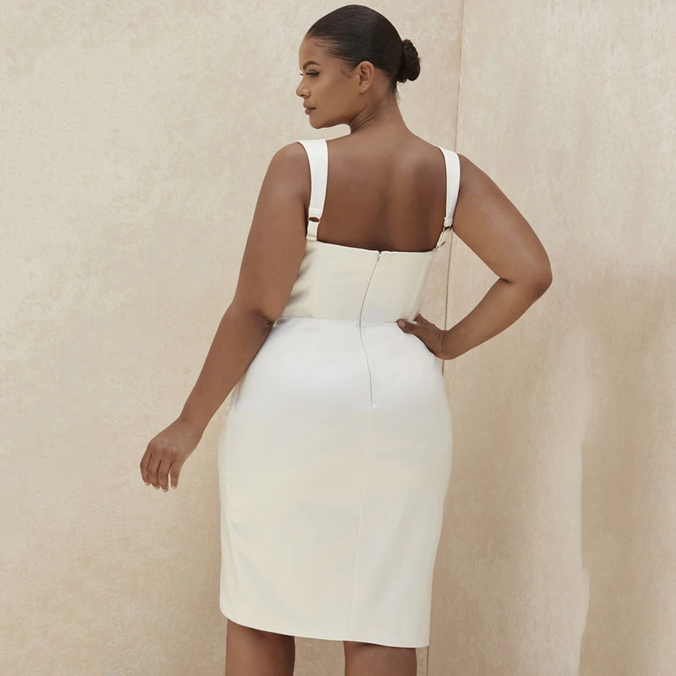 

High Quality New Women'S White Sexy Square Neck Strapless Backless Tight Mini Dress 2021 Summer Fashion High Street Party Dress