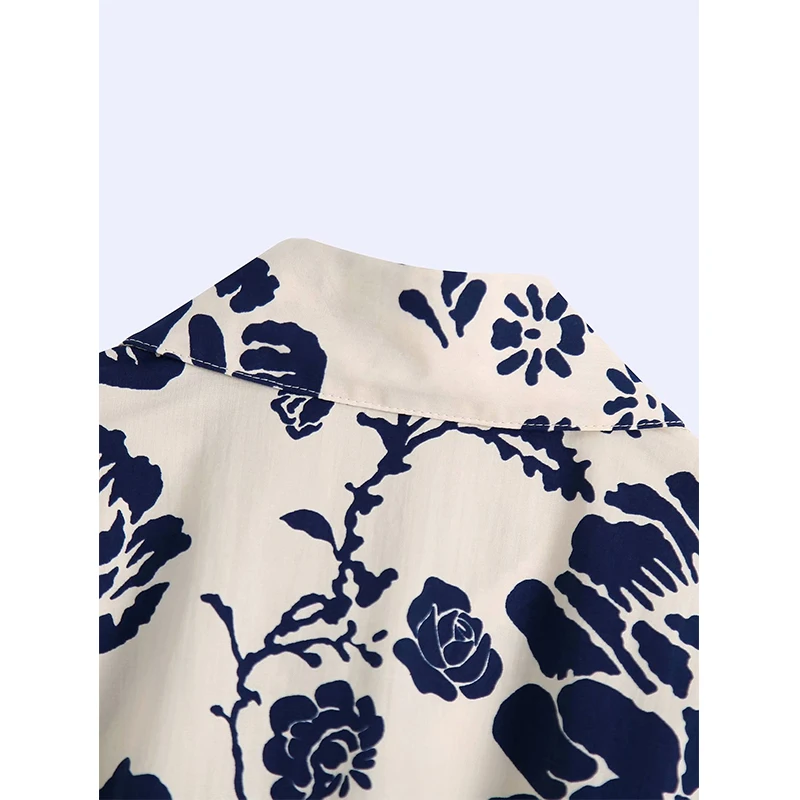 

YENKYE Vintage Flower Print Shirt Dress Women Lapel Collar Sashes Casual Plus Size Dress Female Summer Short Vestido