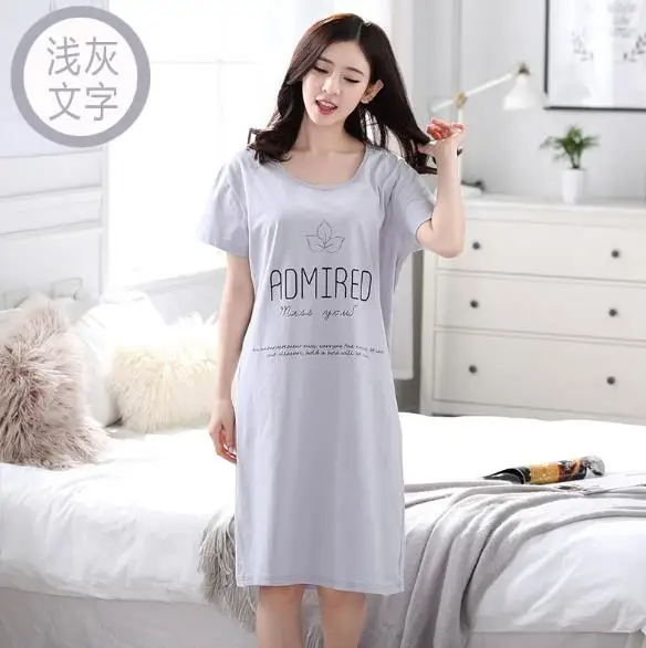 

Women's nightgowns new cotton sleepwear dress short sleeve cute cartoon nightshirt loose women nightdress casual home clothes