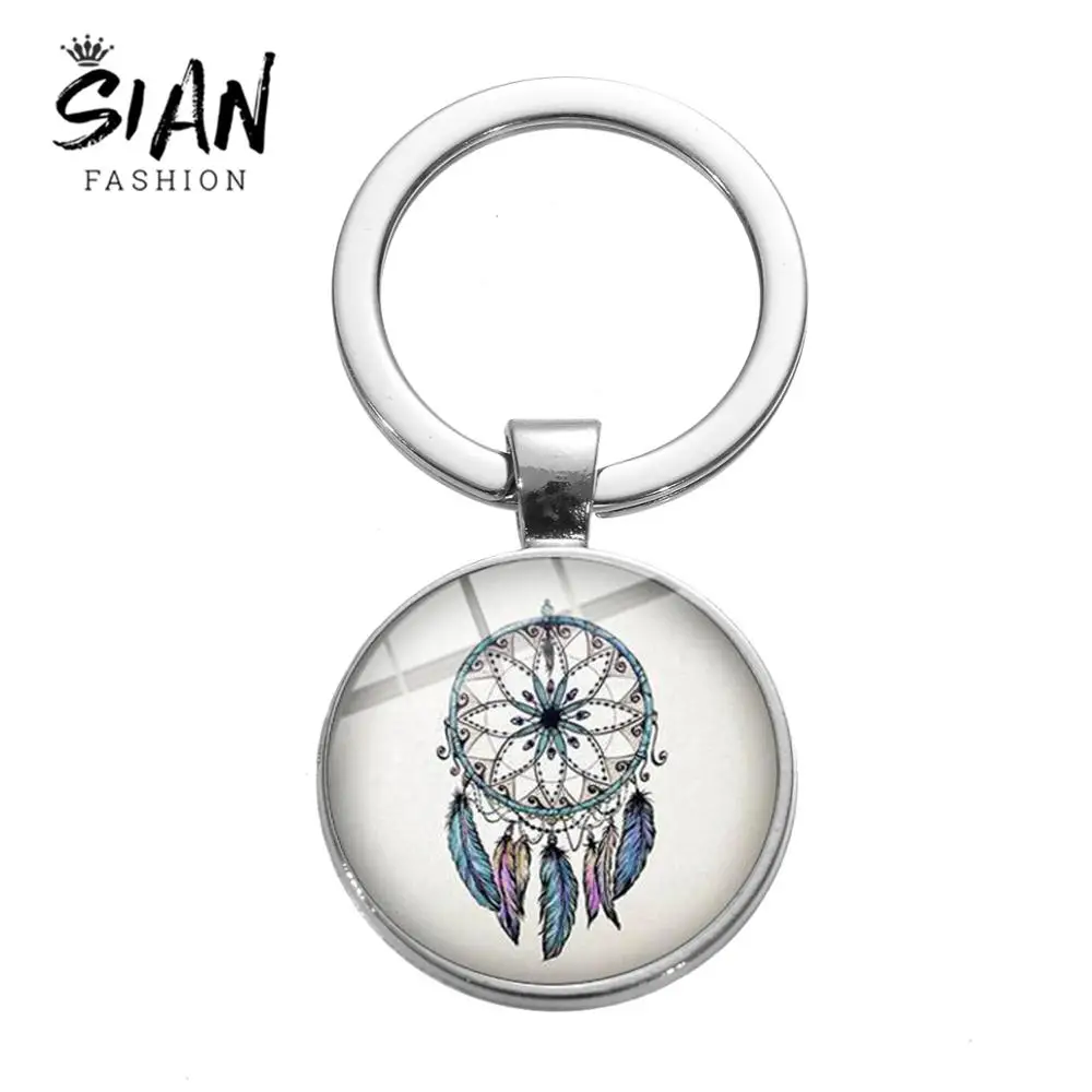 Азии в стиле Ловец снов Узор с украшением виде кристаллов брелок Красивые перо