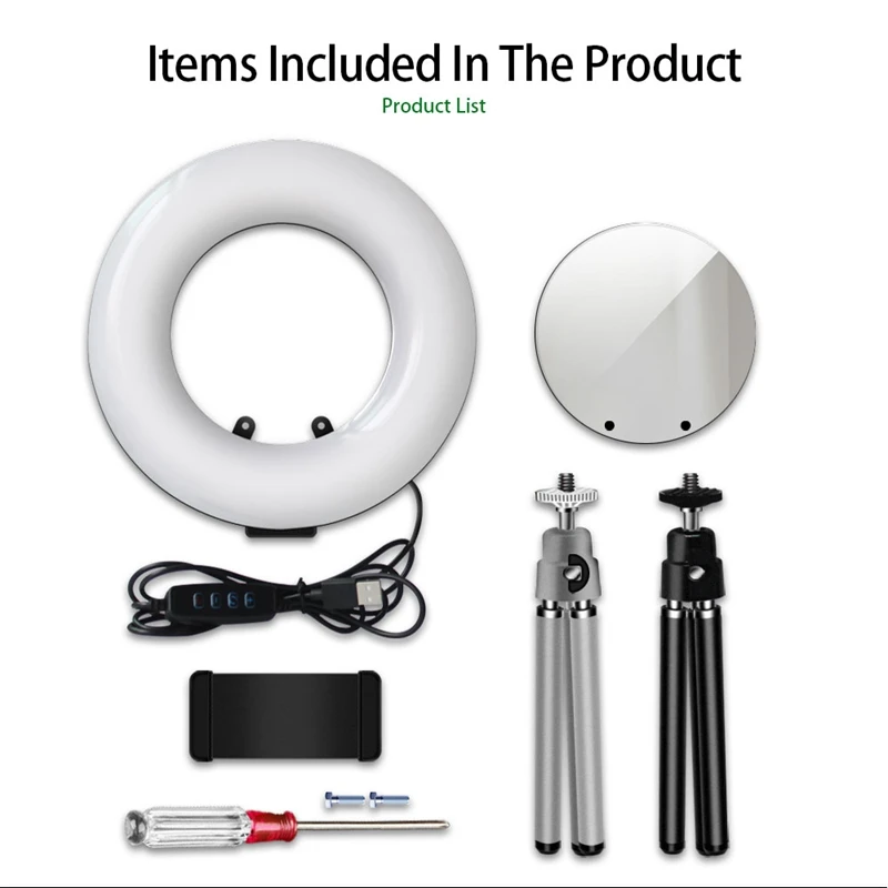 9 дюймов светодиодный Рабочий стол кольцевой светильник со штативом для телефона