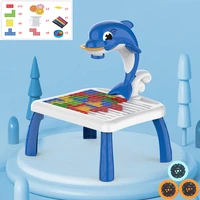 painting board desk withbuilding blocks kid led projector mini art drawing table children toys learning paint educational toys
