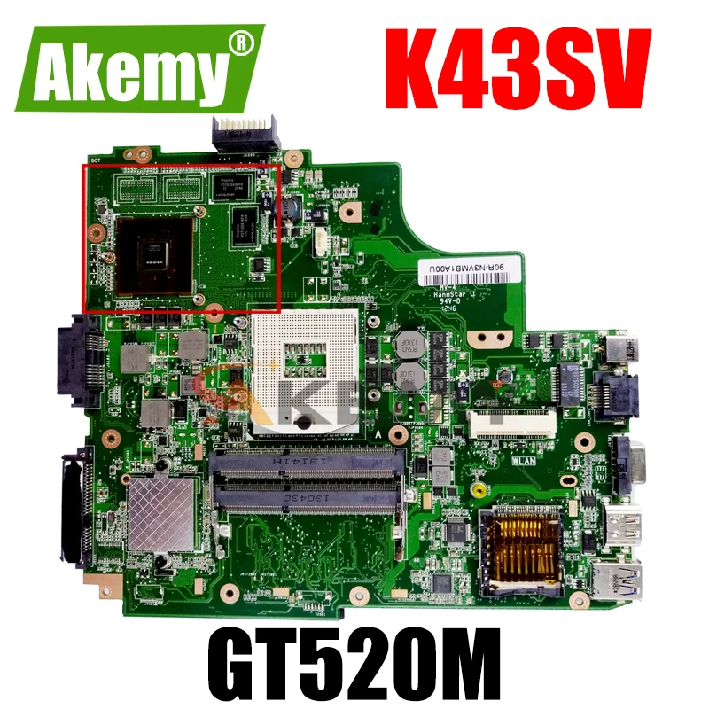 Материнская плата Akemy K43SV для ноутбука ASUS K43SJ K43SC K43SM K43S оригинальная материнская