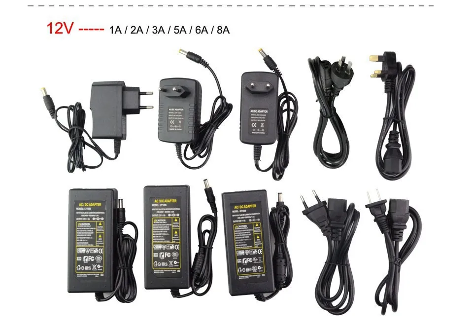 AC DC 24V светодиодный Питание 2A 3A 5A 7A 8A 10A работающего на постоянном токе 12 В в