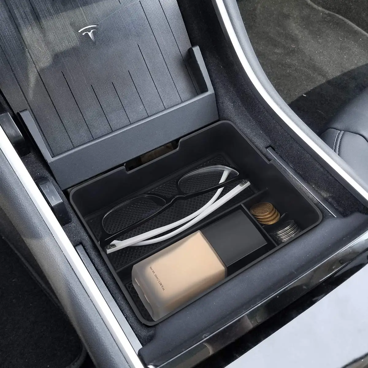 Центральная консоль Органайзер лоток аксессуары для Tesla модель 3 с монеткой и держателем солнцезащитных очков