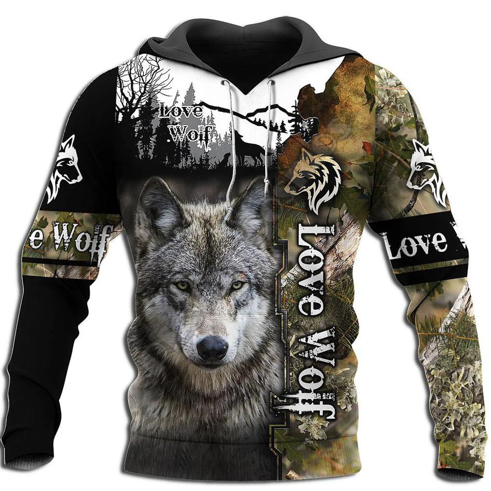 

New Arrival Fashion Mens Hoodies 3D Wolf Printed Sweatshirt Funny Brand Design Hoodie Harajuku Streetwear Tops Tracksuits