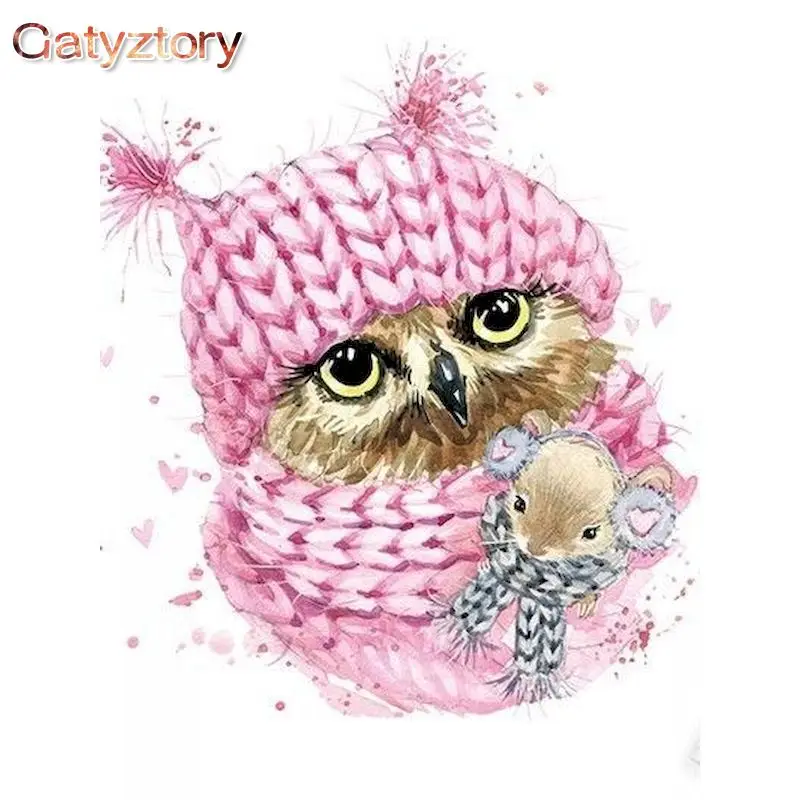 

GATYZTORY Oil Painting By Numbers Animals 60x75cm Paint By Numbers On Canvas Owl Frameless Owl Home Decor Fox Unique Gift