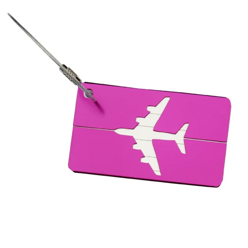 

Luggage Tags Rectangular Airplane Printed Aluminium Alloy Stainless Steel Ring Suitcase Baggage Hanging Label Holder Accessories